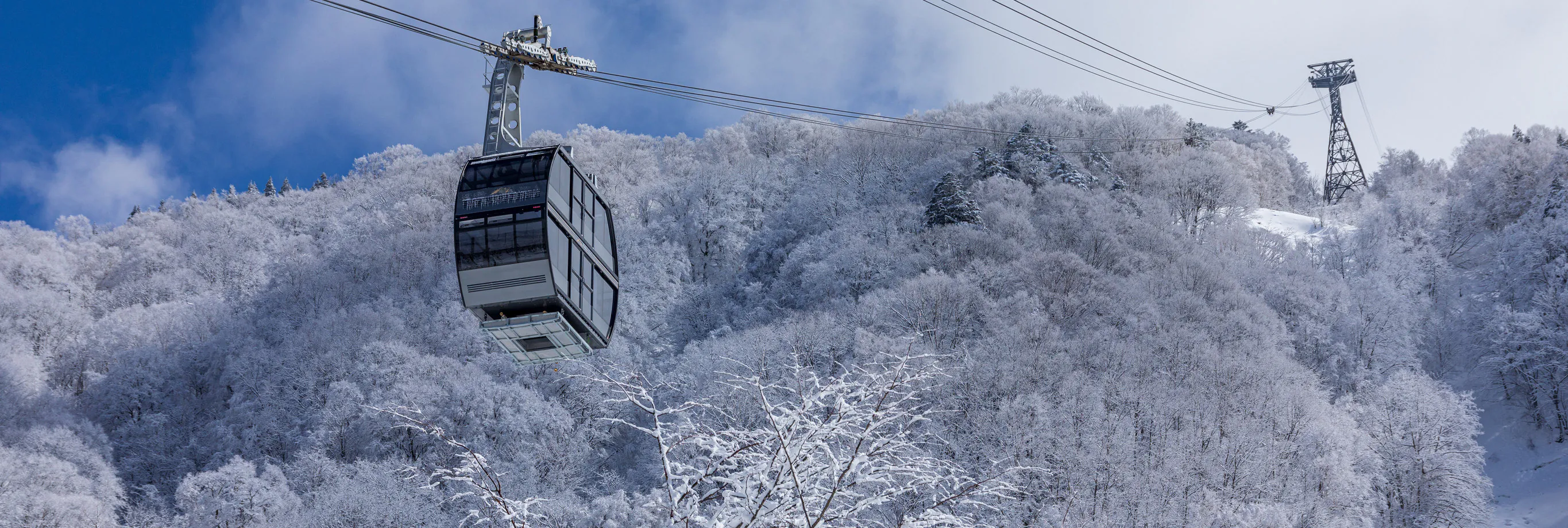雪山を望む新穂高ロープウェイ